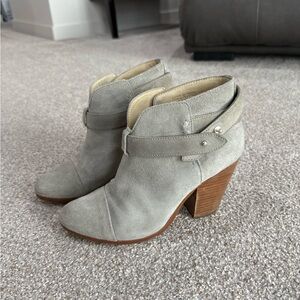 Rag & Bone Light Mint-Gray Suede Ankle Booties